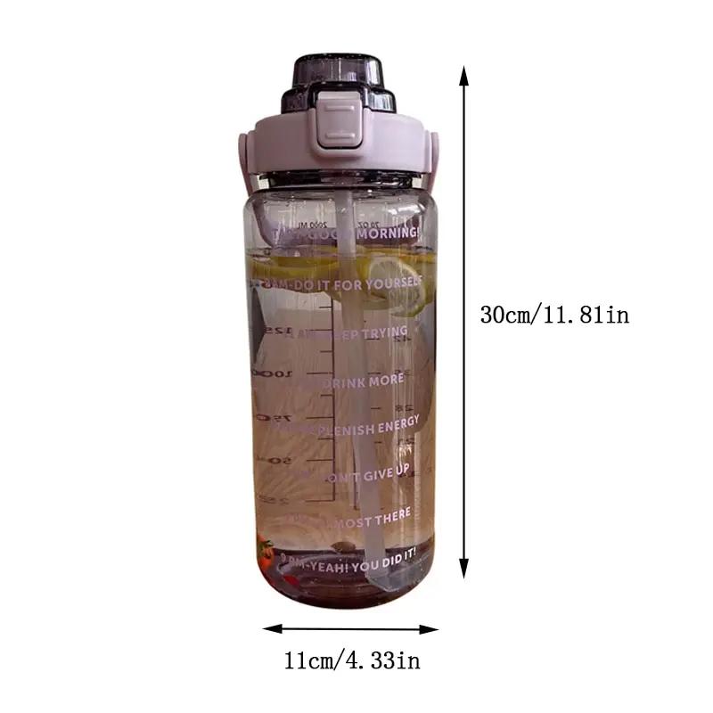 2000ml velkokapacitní plastová láhev na vodu s brčkem | Prémiový plastový kelímek pro venkovní kempování a hydrataci