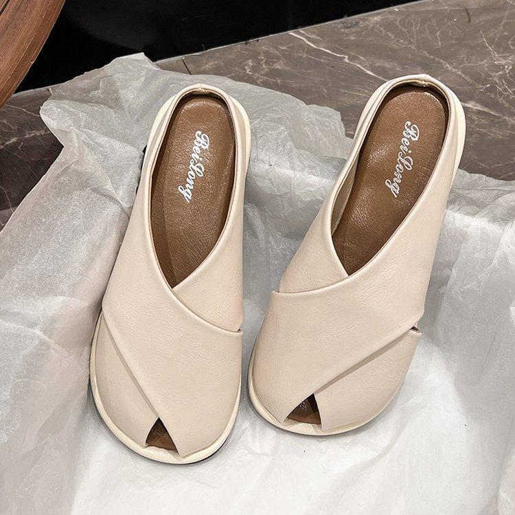 Flat-bottomed bag head and half slippers for women in the summer of 2025, new models for outer wear, versatile soft-soled comfortable, lazy sandals,