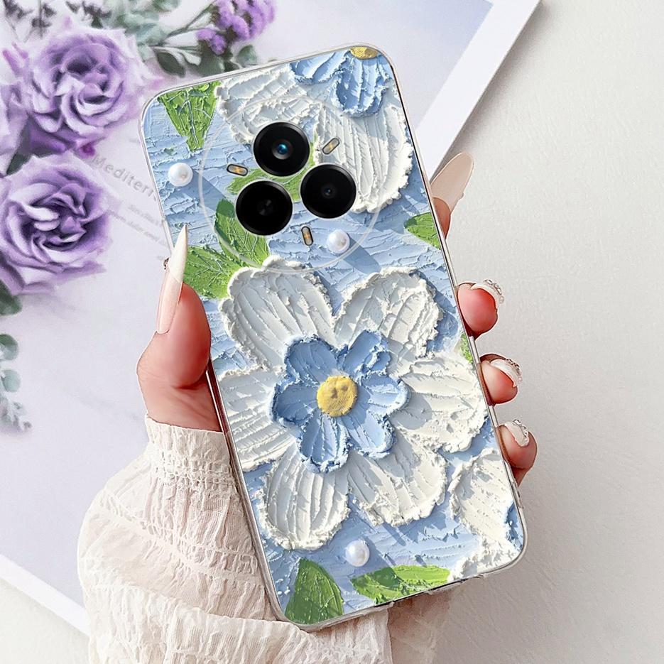 For Realme 14 Pro Plus Case RMX5051 Beautiful Flowers Painted Cover Soft Silicone Case For Realme 14 Pro Realme14 Pro+ 5G Fundas