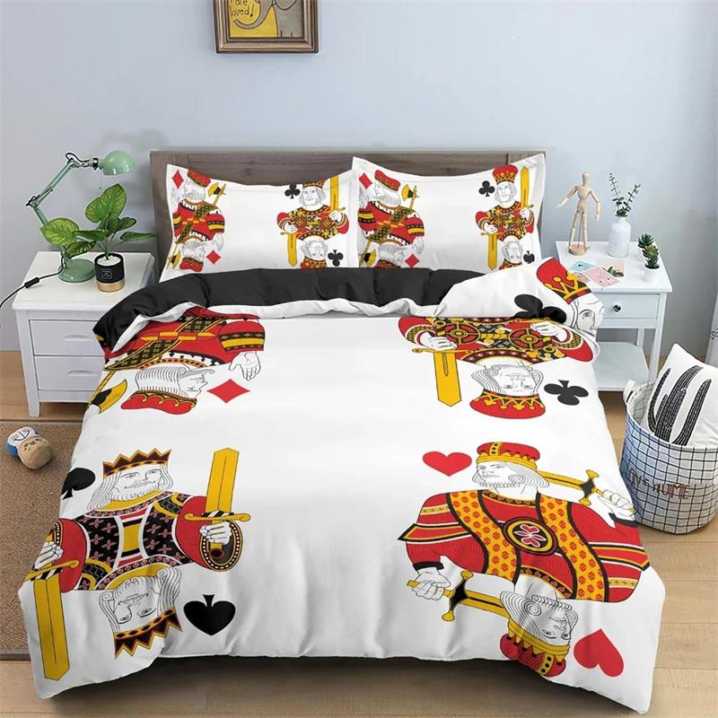 

Комплект постельного белья с узором 3D игральных карт, пододеяльник, одеяло, наволочка, размер King Queen Twin для мальчиков и девочек взрослых 135x200cm 2pcs