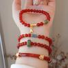 Simple Natural Agate Transfer Bead Bracelet Elastic Bracelet Fashion Women Daily Jewelry Lucky Gift