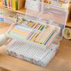 Large Capacity Double-layer Transparent Marker Pen Storage Box, High-value Desktop Double-layer Storage Pen Holder