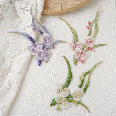 Phalaenopsis Stickerei-Aufnäher im antiken Stil für Kleidung, Hosen, Taschen & Hanfu DIY