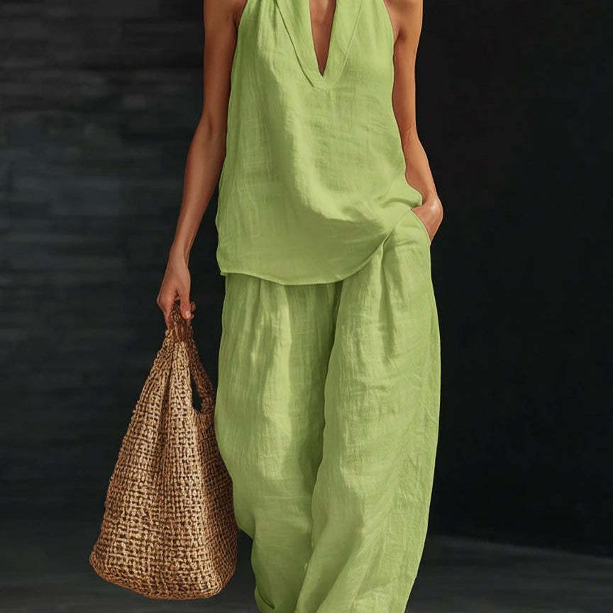 Halter V-neck Sleeveless Women's Casual Set 2026