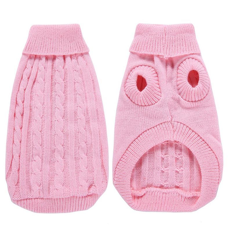 Solid Color High-Neck Cable Knit Eco-Friendly Pet Sweater Warm Autumn/Winter Pullover Dogs Cats 12 Vibrant Hues Simple Soft