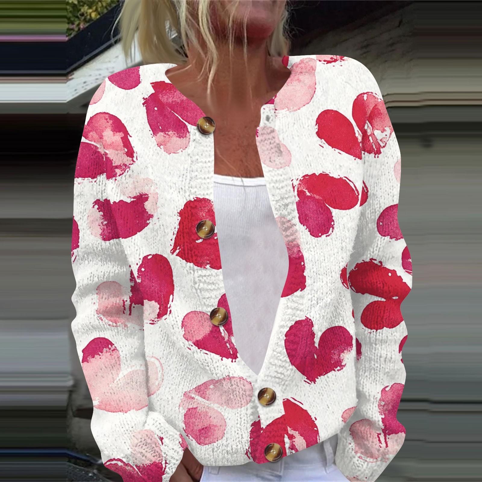 

Женская повседневная мода с принтом, длинный рукав, кардиган, куртка на пуговицах XL арбуз красный