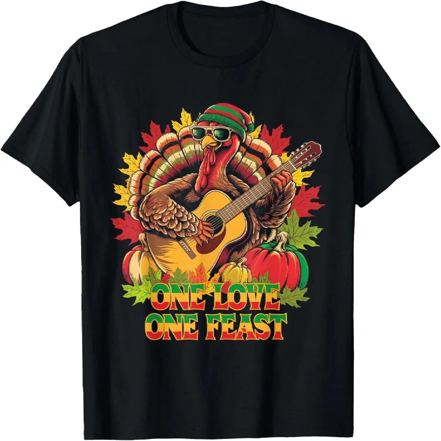 One Love One Feast Thanksgiving Reggae Rasta Turkey T-Shirt S чёрный