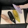 Fashion Simple Women's Shoes 2025 New Spring Summer Toe Cap Slippers Stiletto Low Heel Flip-Flops Women Slippers Women's Mules Zapatos