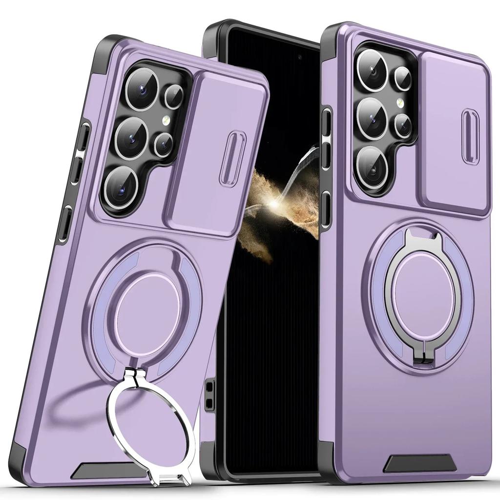 Magnetic Phone Case for Galaxy S25 Ultra S24 Ultra S23 Ultra A16 A35 A55 with Lens Protection - Black