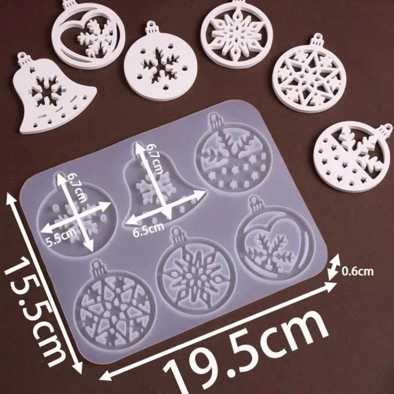 DIY Christmas Series Round Silicone Mold Handmade Christmas Tree Bell Snowflake Plaster Resin Jewelry Pendant Craft Molds