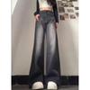 Women's Black-Grey Wide-Leg Jeans, Plus-Size, High-Waisted, Slimming Straight-Leg, Hip-Covering, Spring/Autumn Style, 2026 New Fashion.