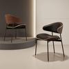 Italian Minimalist Dining Chair, Modern Luxury, Solid Wood, Leather Upholstered, Vintage Style, Simple Backrest Chair.