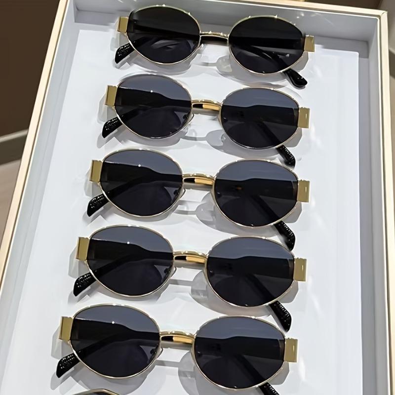 

5pcs New Metal Frame Oval Y2k Trendy Personalized Fashion Glasses for Both Men and Women Sunglasses