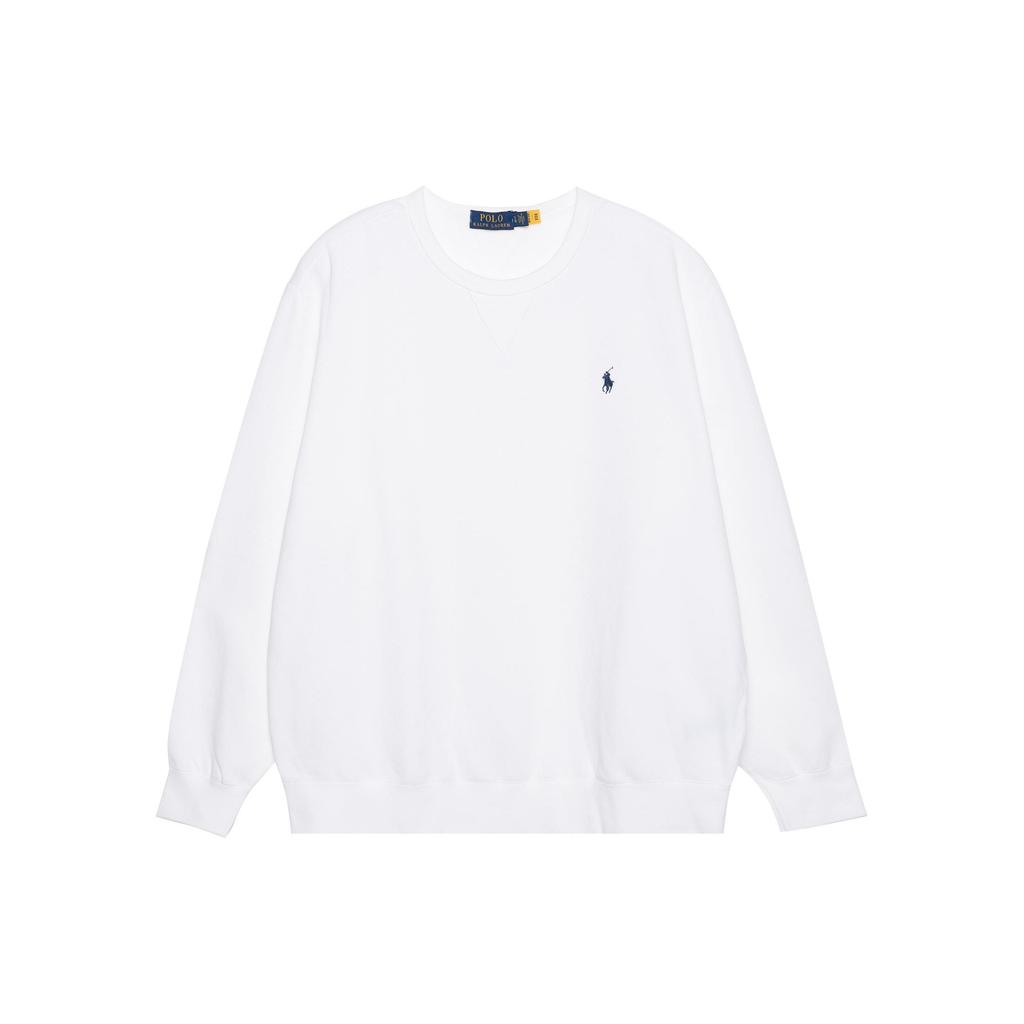 Polo Ralph Lauren Solid Color Logo Embroidered Pullover Long Sleeve Sweatshirt Men sweatshirt White 710766772-009