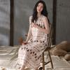 Summer New Women's Lyocell Nightdress Suspender Loungewear Fashionable Breathable Loose Chest Pad Medium and Long Dress