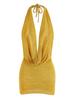 Mini Abito Arancione Lavorato a Maglia Halter da Donna Profondo Scollo a V Schiena Nuda Copricostume da Spiaggia Abito da Festa K145
