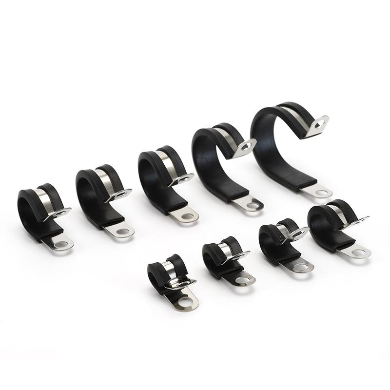 12Pcs R Clips Rubber Lined Clamp Assortment Heavy Duty 1/4 5/16 3/8 1/2 5/8 3/4 for Marine Auto Electrical Wiring Management