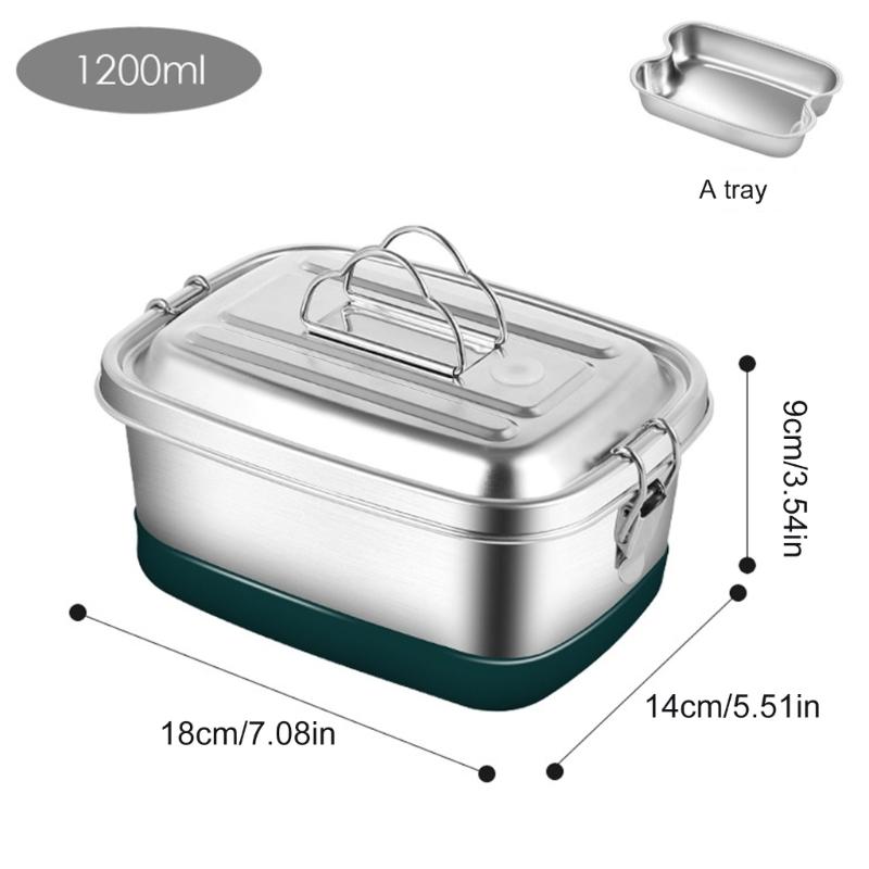 Stainless Steel Lunch Box Double Layer Bentos Box with Compartments Leak Proof Food Container for Adults and Kids