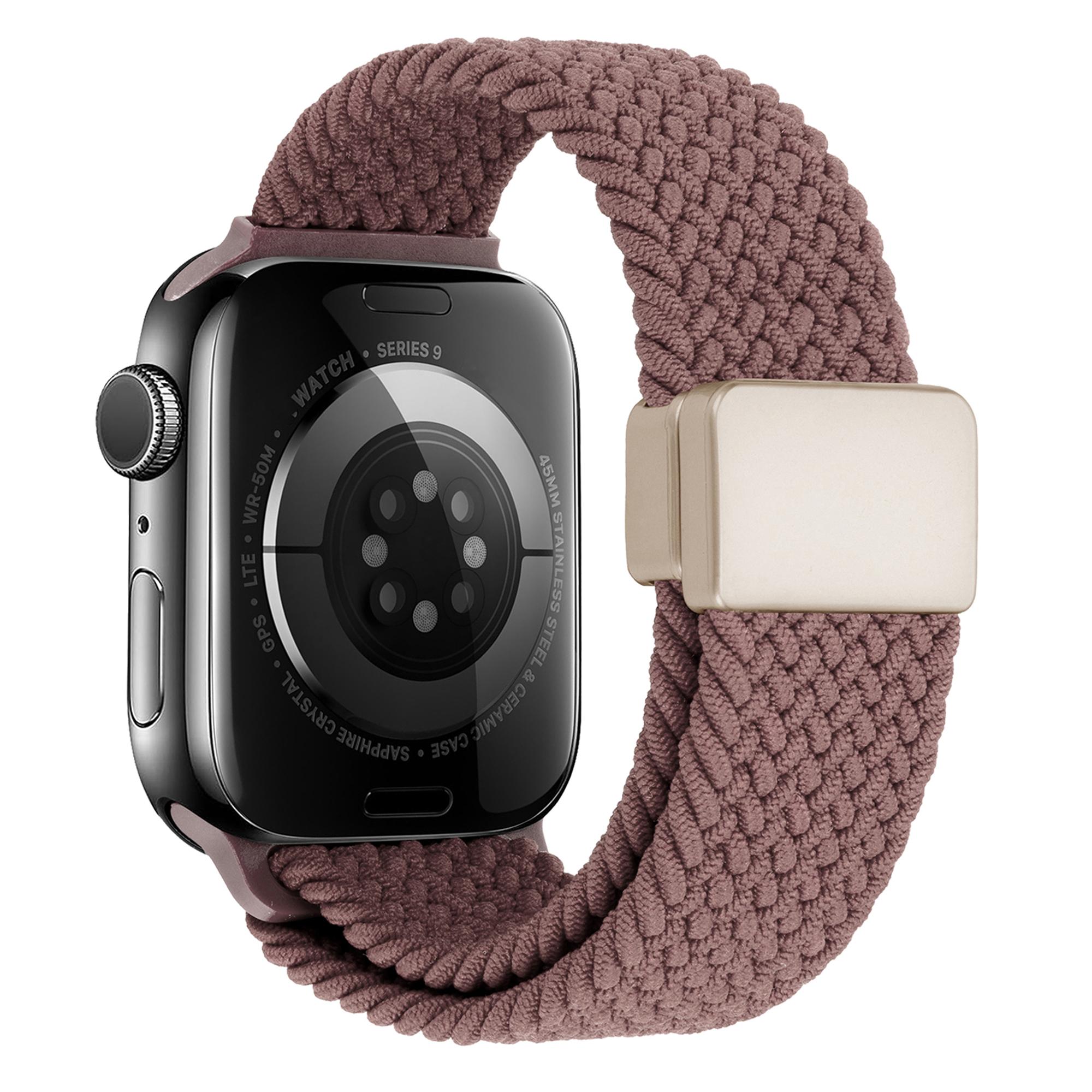 

Watch Band For Apple Watch Series 10 Ultra 9 8 7 SE 6 5 4 3 2 1 46mm 49mm 45mm 44mm 42mm ,Magnetic Clasp Nylon Adjustable Strap Smoke Purple