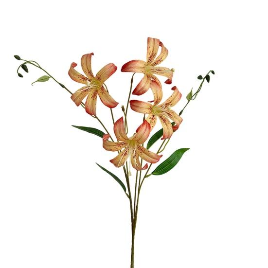 

Lily Flower Long Stem Artificial with 4 Lily Branch Bloom Heads And Leaves Real Touch