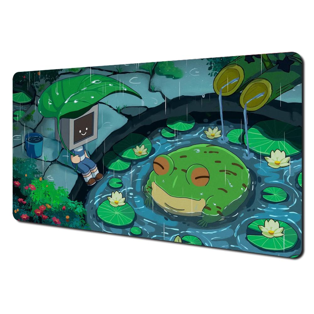 Vibrant Frog Anime Illustration Design Mouse Pad Desk Mat Gaming pad NonSlip Stitched Edge pc accessories Computer mousepads