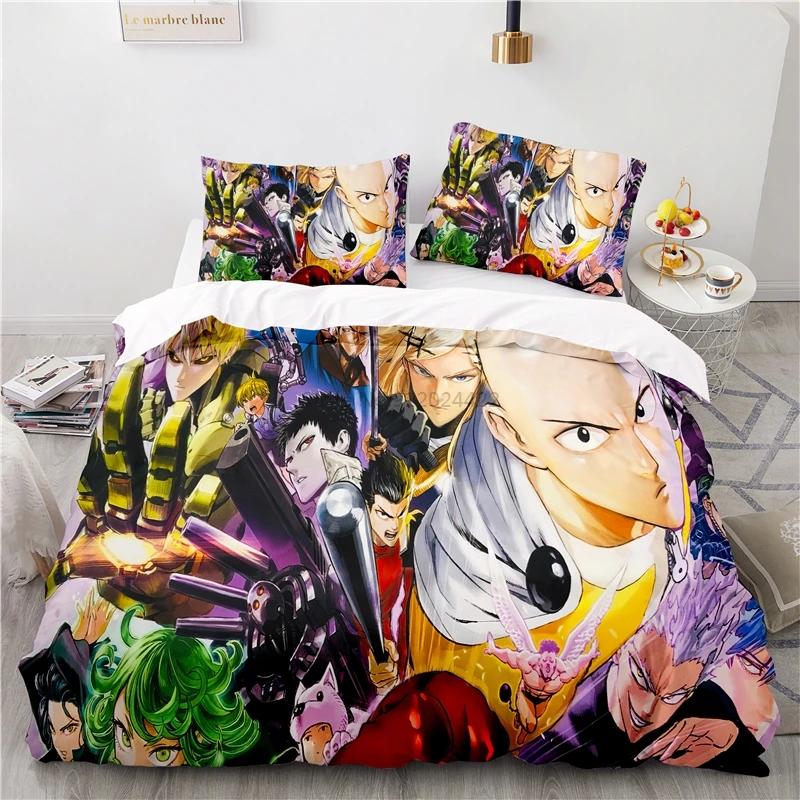 Japan Anime ONE PUNCH-MAN 3D Pattern Duvet Cover Set with Pillowcase 2/3pcs Cartoon Bedding Sets Bed Linen Queen King Bedclothes