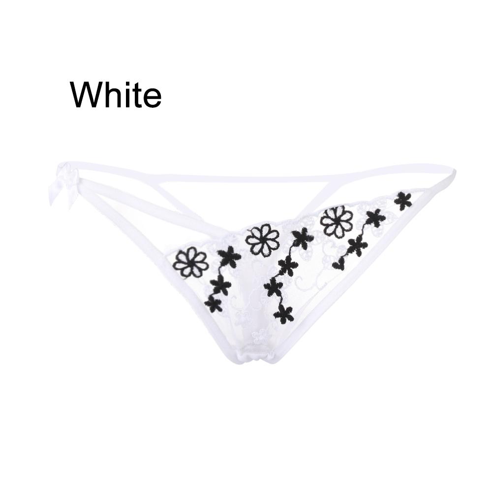 1PC Lady Erotic Lingerie Sexy Lace Flowers Panties Low Waist G-string Transparent T-back Briefs Women Charming Thongs Underwear