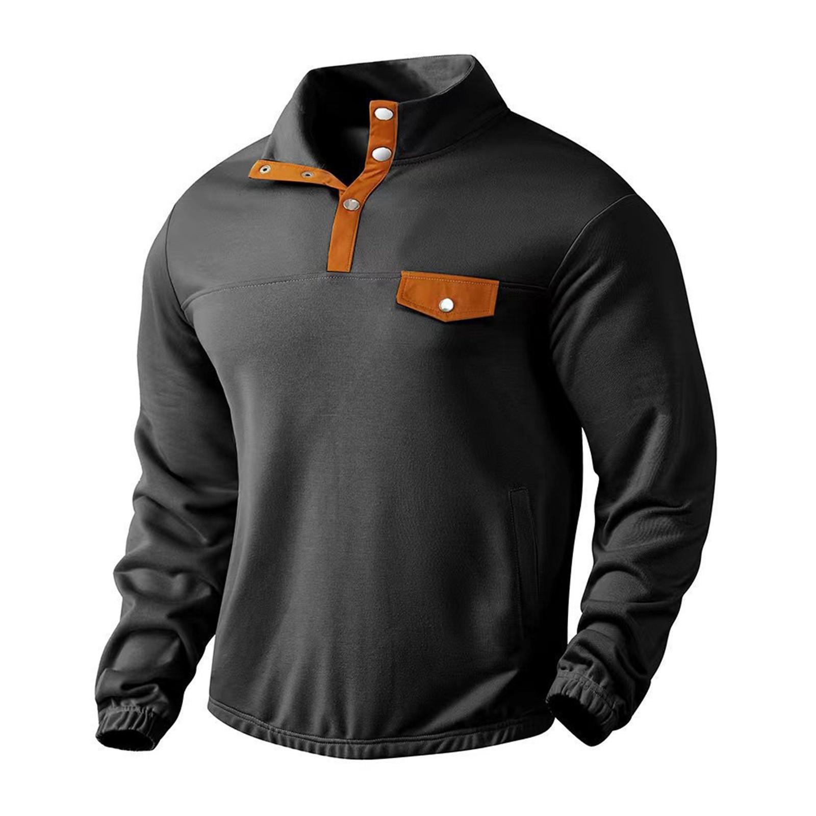 

Men s Outdoor Casual Contrast Casual Stand-up Collar Long Sleeve Sweatshirt For Men XL