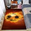 Fiery Soccer Ball Pattern Carpet, Modern Sports-Themed Floor Rug Suitable for Use As an Anti-slip for Living Room Bedroom Sofas