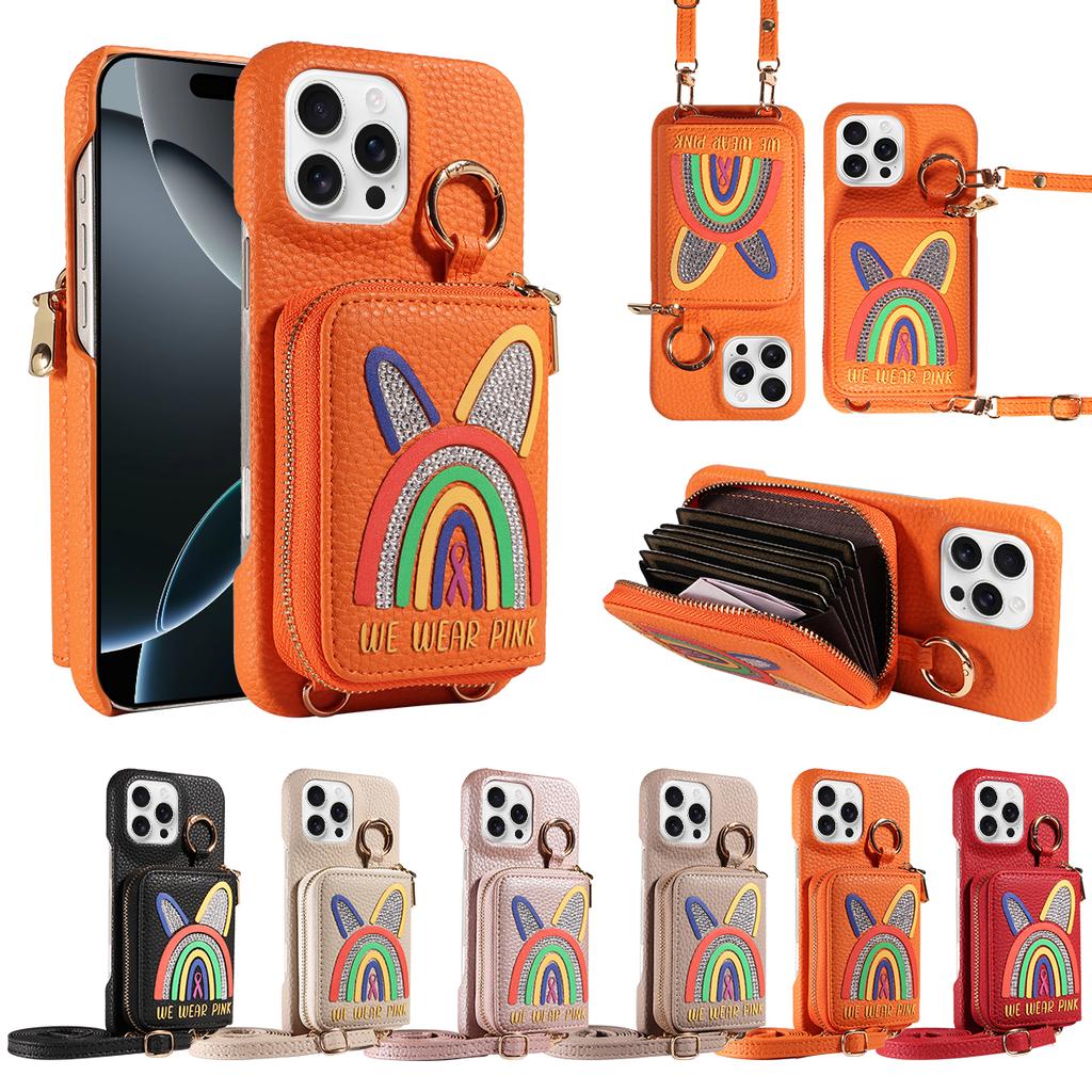 Noctilucent Crossbody Bag Faux Leather Phone Case for IPhone16 15 14 13 12 11 7 8 XS XRSeries Multi-card Slot, Bracket Function