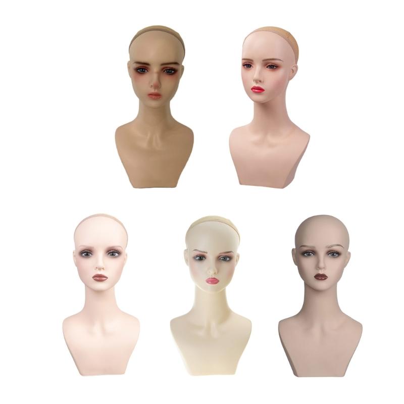 Wig Stand Portable Wig Holder Female Mannequin Head Wig Display Stand Wig Training Head Model for Hair Salons