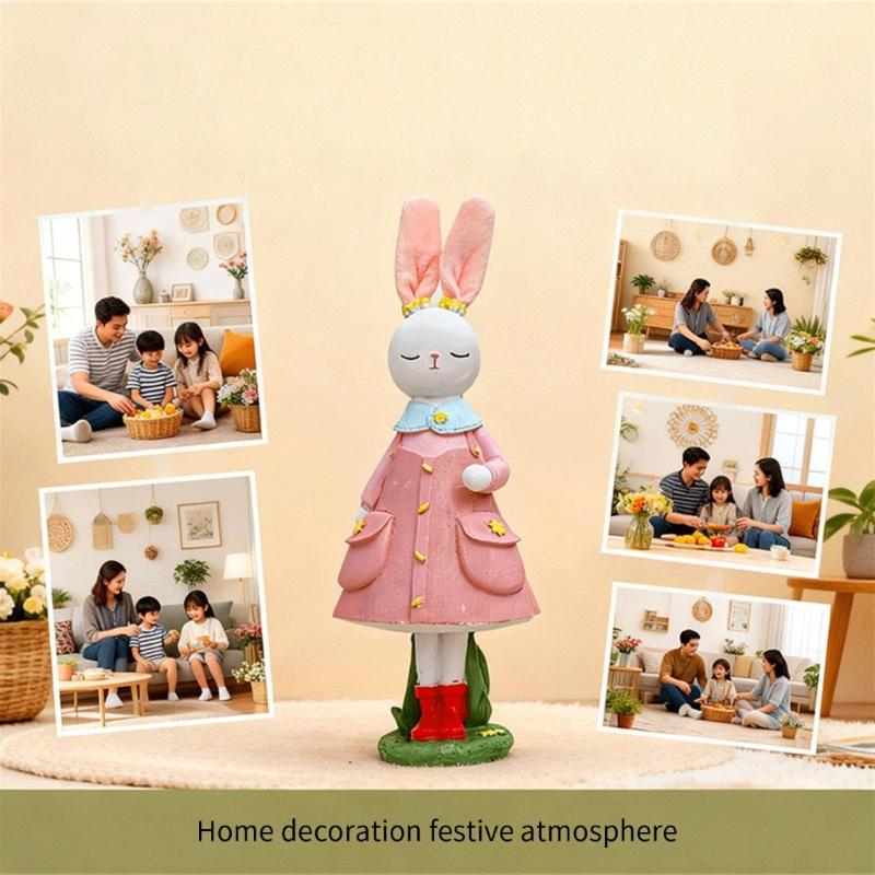 Seasonal Rabbit Sculpture Durable Resin Accessory Seasonal Home Ornament Ideal For Easter Gathering And Display
