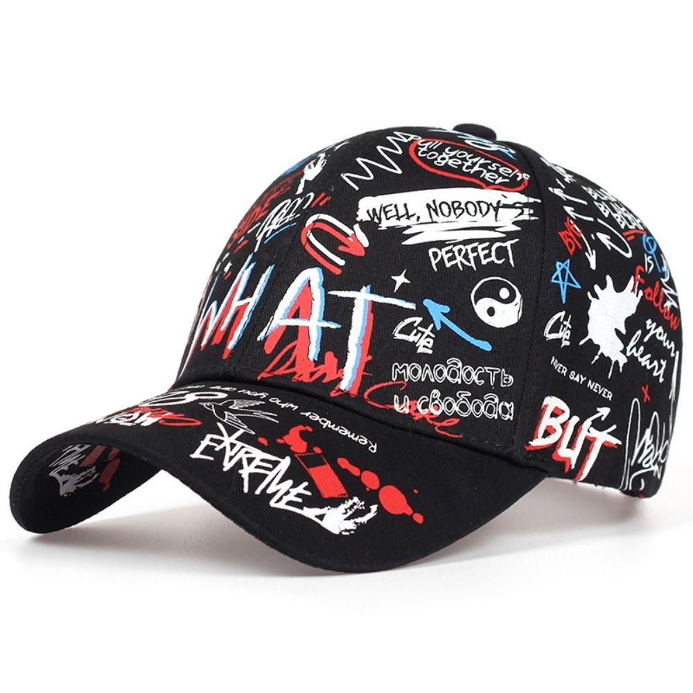 Hip Hop Baseball Cap Print Visor Casual Sun Hat for Men Women
