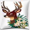 Christmas Deer Pattern Pillowcase Square Pillowcase Home Office Decoration Pillowcase