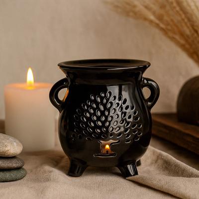 Oil Burner Cauldron Tree of Life Black