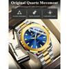 POEDAGAR 1pc Casual Men's Stainless Steel Quartz Wristwatch, Dual Date Display, Business Waterproof Luminous Wristwatch,  Men's Gift
