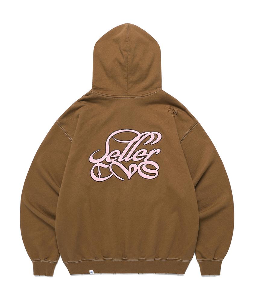 Cavish Damaged Applique Zip Up Hoodie Brown(Cv2Efum481A)