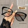 Cat's Eye Myopia Trendy Metal Retro High-end Non-face Light-sensitive Color-changing Mirror Myopia Glasses 038