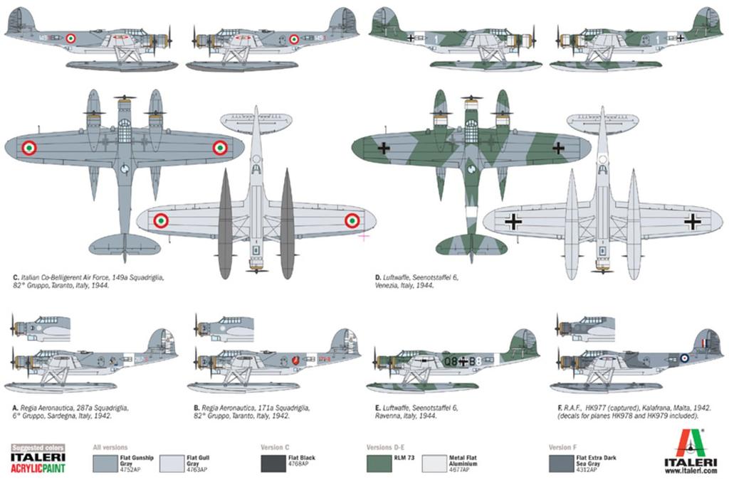 Platz Italeri 1/72 Scale WWII Italian Canto Z.506 Airone Seaplane Plastic Model Kit IT1360 (Airplane)
