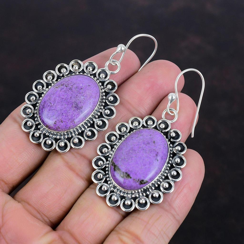 Purpurite Gemstone Earring Handmade Earrings Elegant Jewelry 925 Sterling Silver Earring Birthstone Earring Gifts For Wife Purpurite Jewelry