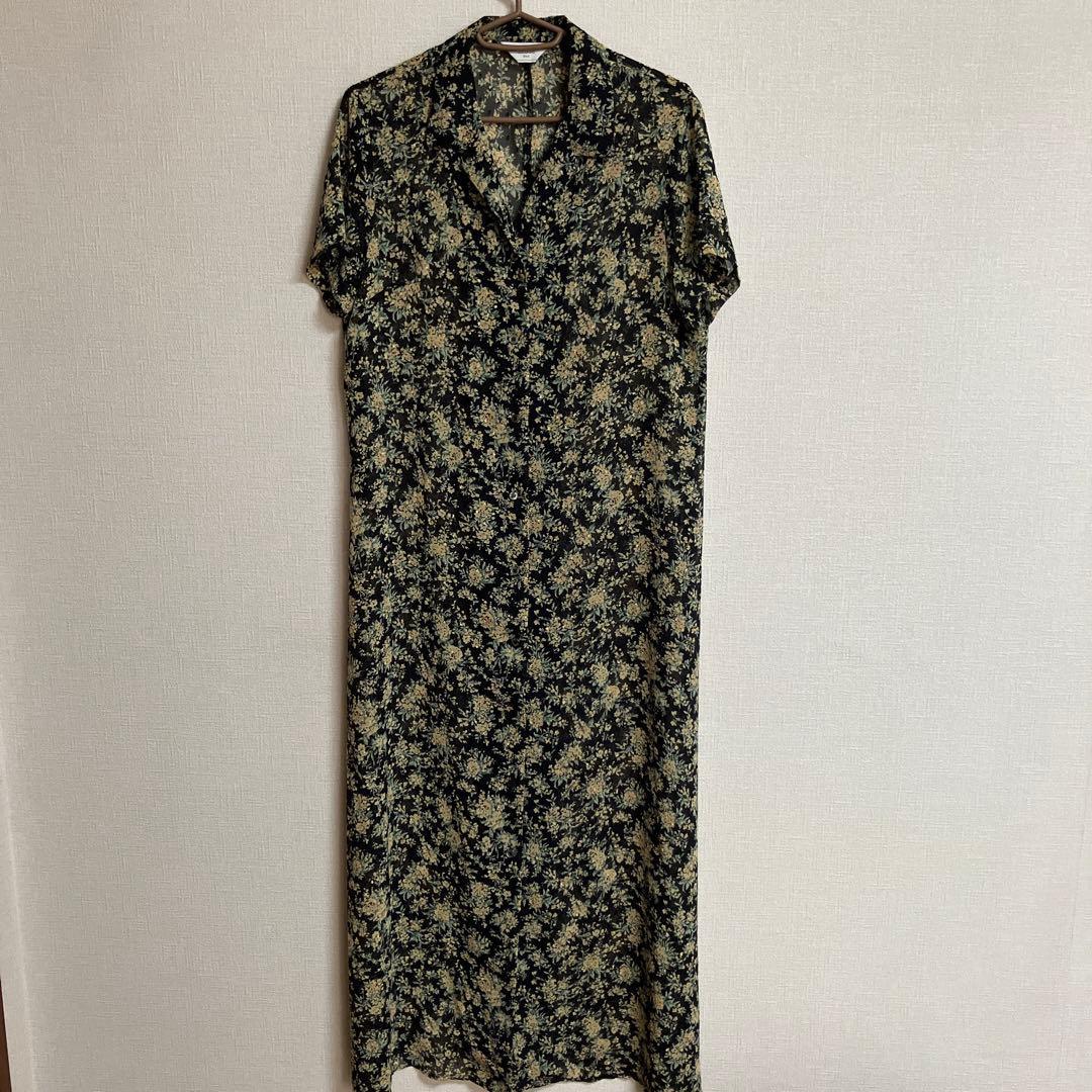 SLOBE IENA Floral pattern sheer dress short sleeve