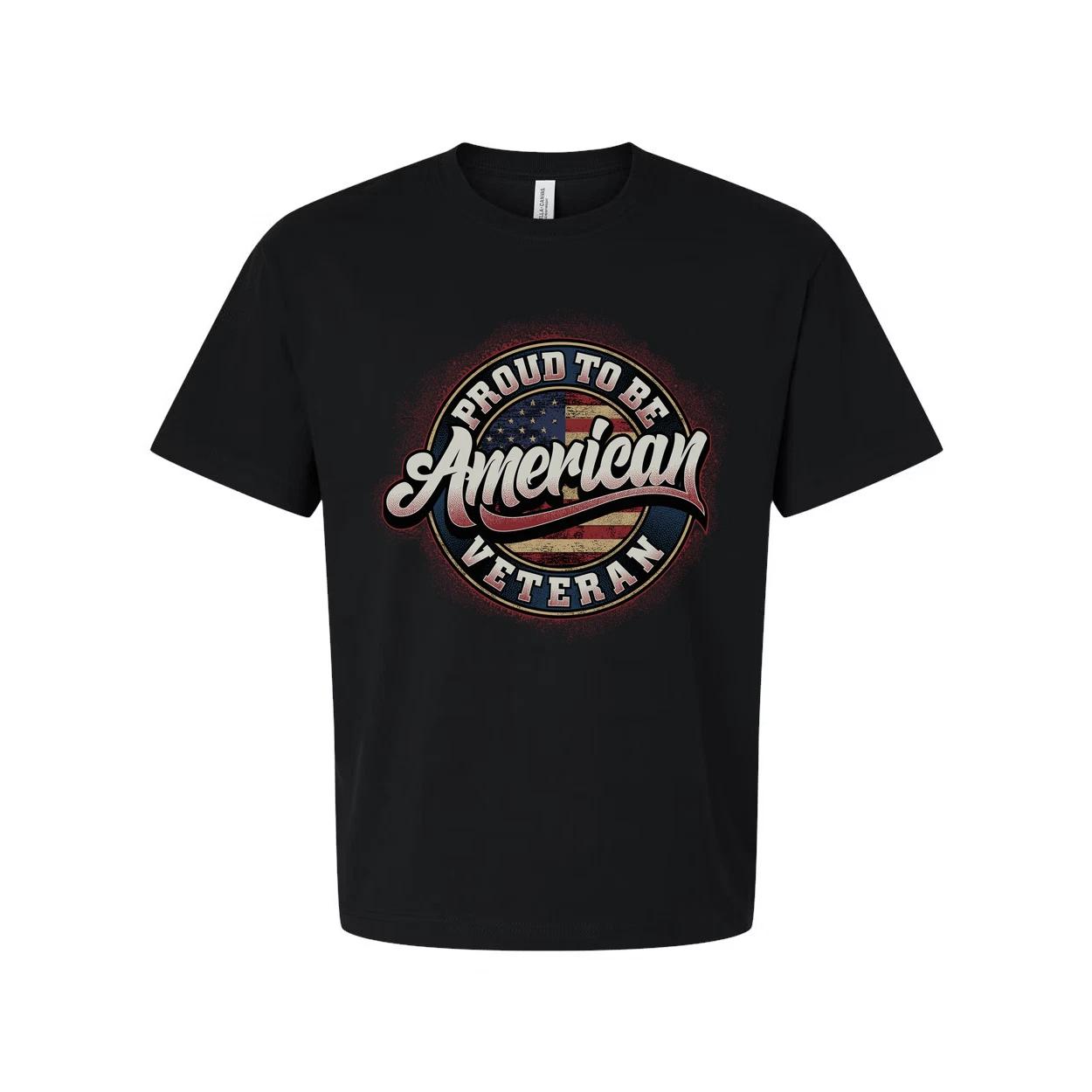 

Unisex Patriotic Veteran Graphic T Shirt Proud To Be American With Circle Flag B S