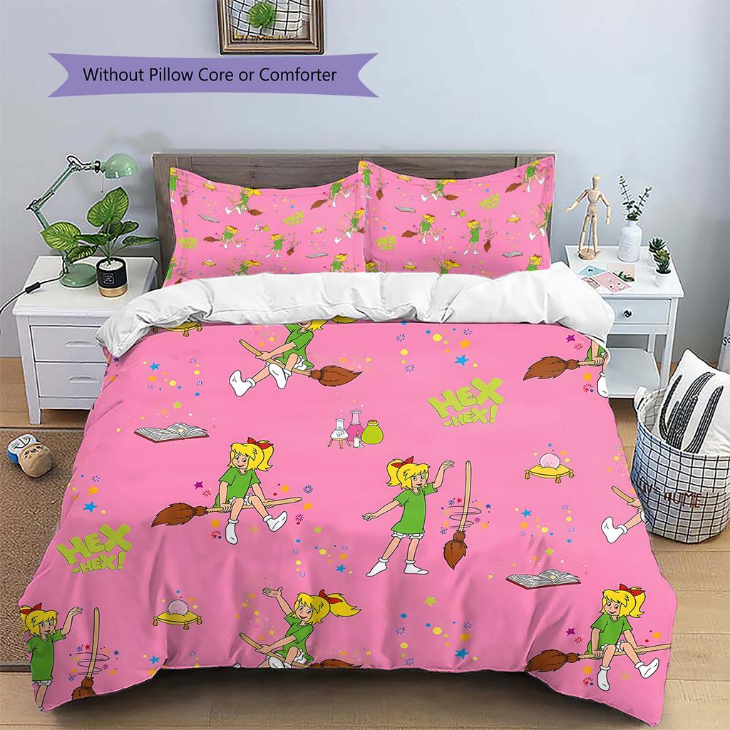 Bibi and Tina Pattern Bedding,Quilt Set Quilt Cover Pillowcase Home Birthday Gift (1 * Duvet Cover + 2 * Pillowcase, Without Core)