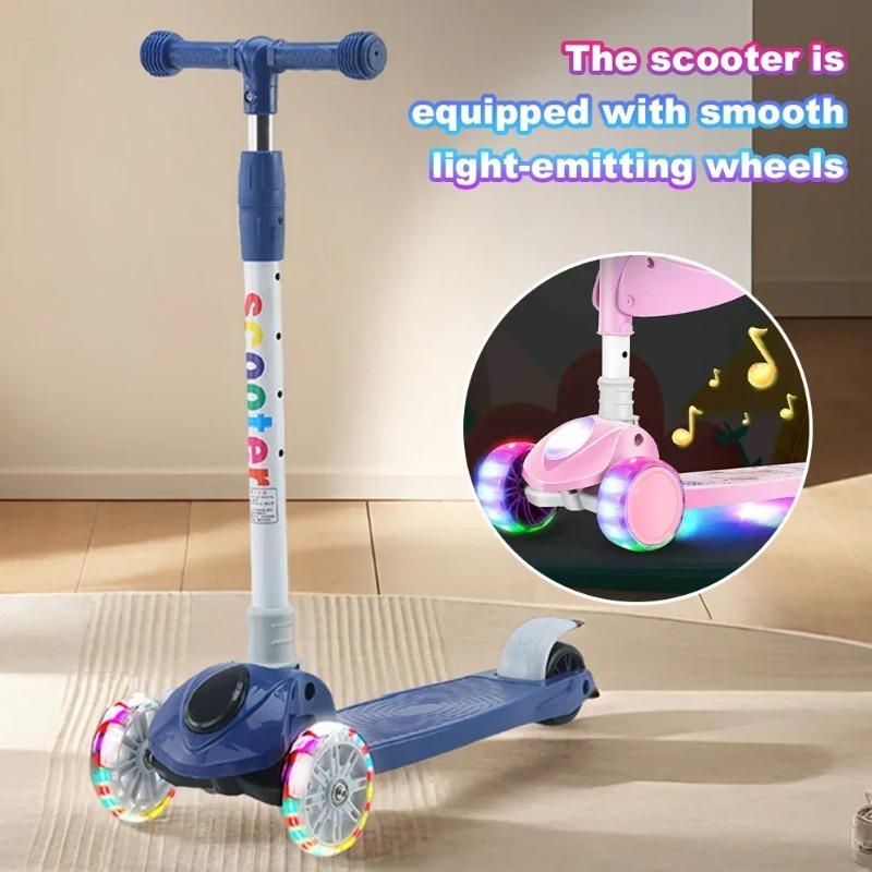 Children'S Scooter 3 In 1 Baby Scooter Can Slide Stand And Flash 3 Wheels Foldable Micro Scooter Boys And Girls 2-6 Years Old