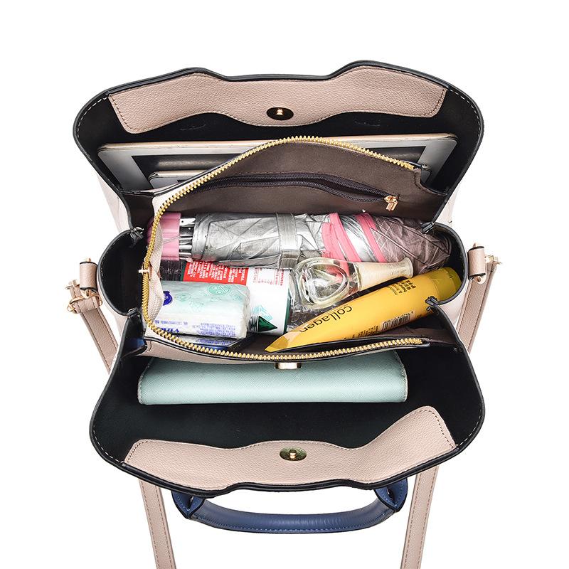 Sommer PU-Leder Große Kapazität Panel-Top-Handle-Taschen für Damen Fashi Reißverschluss Damen-Schultertaschen Tote Bags