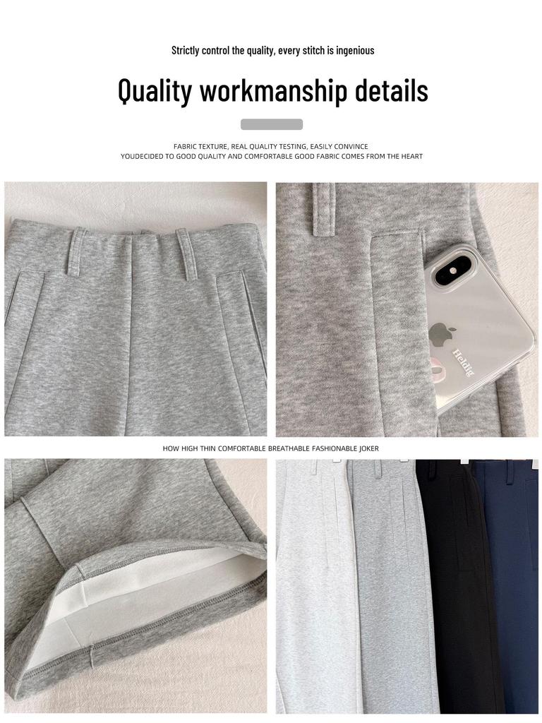 Frühling 2026 Damen Amerikanischer Stil Niedrige Taille Grau Spicy Girl Micro-Flare Jogginghose: Schmal Geschnitten, Po-Hebend, Bequem, Lässige Lange Hosen