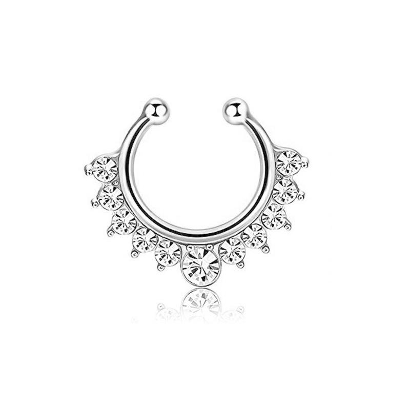 C -Shaped Double -Circle Ear Clip Nasal Ring Fake Nasal Ring 12 -In -One Combination Set