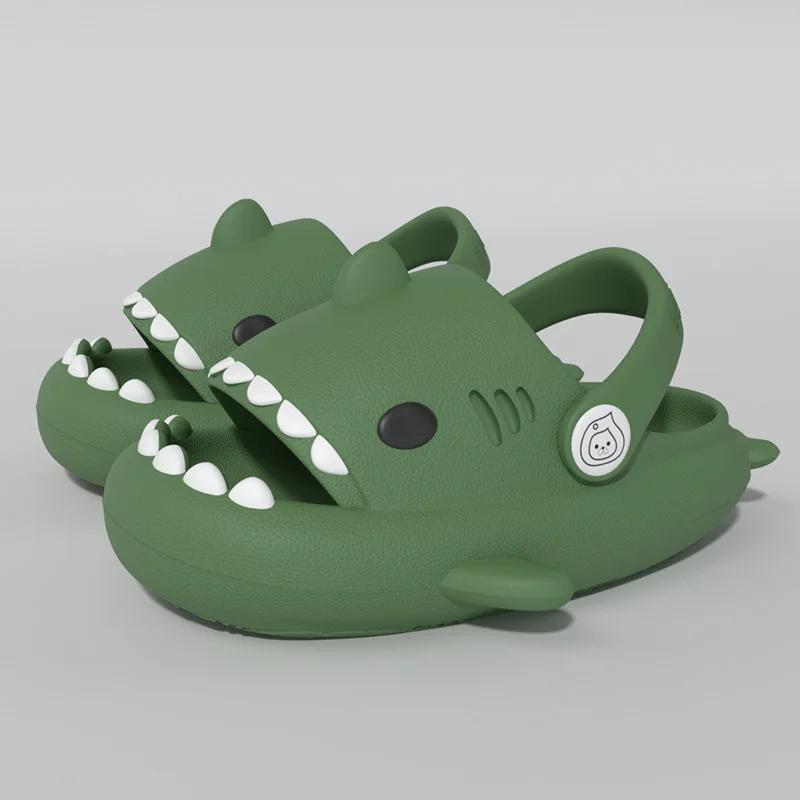 Summer New Kids Toddler Baby Outdoor Eva Slippers Cute Flat Heel Children Beach Sandals Cartoon Shark Kids Slippers