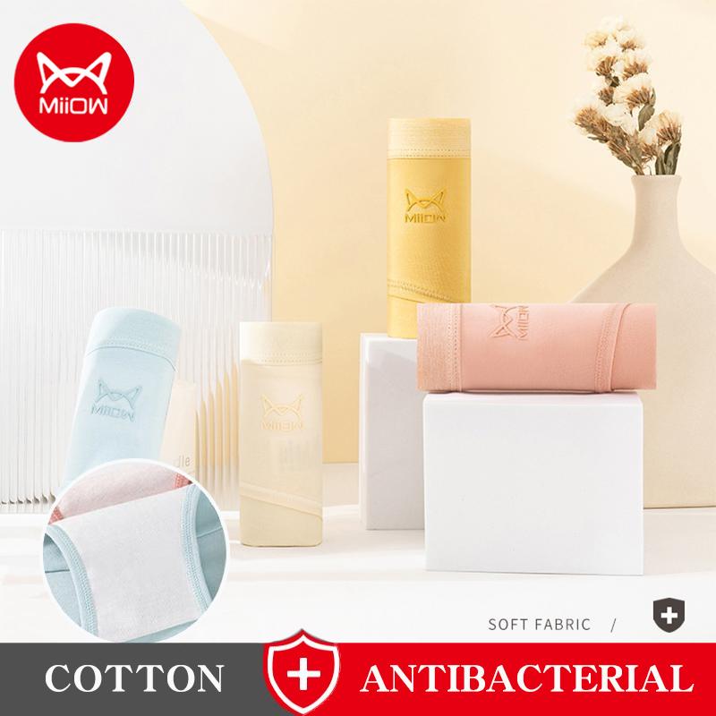 

MiiOW, 4 шт., хлопковые женские трусы, однотонное сексуальное дышащее нижнее белье, антибактериальное мягкое женское нижнее белье, трусики