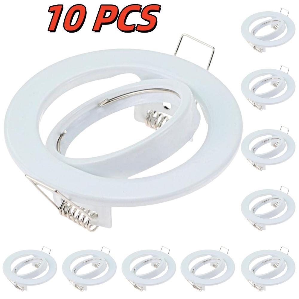 1/10PCS Modern Recessed Downlight Lamp Frame, GU10 MR16 Ceiling Spot Light Black White Nickel Round Spotlights Cut-Out 70mm